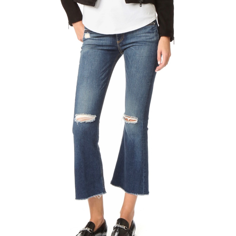 Rag & Bone 10 inch Crop Flare dark wash jeans